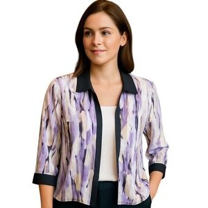 Vintage Kathy Roberts 2 Pcs Abstract Blouse & Jacket‎ Set Size 16 Mint Condition